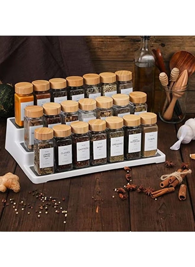 XiuWoo 24 Pcs Spice Jars Set Glass Spice Jars with Bamboo Lids, Minimalist Farmhouse Spice with Labels Stickers, Collapsible Funnel, Seasoning Storage Bottles for Spice Rack, Cabinet, Drawer  - Image 3