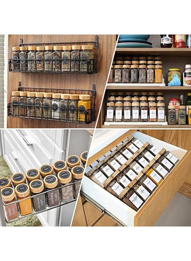 XiuWoo 24 Pcs Spice Jars Set Glass Spice Jars with Bamboo Lids, Minimalist Farmhouse Spice with Labels Stickers, Collapsible Funnel, Seasoning Storage Bottles for Spice Rack, Cabinet, Drawer  - Image 5