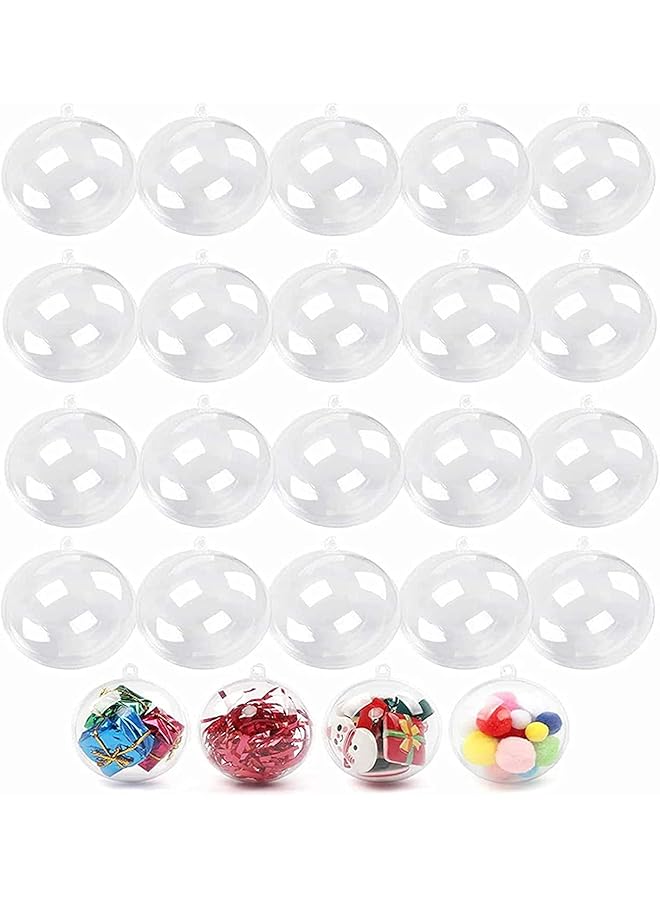 The Bros 20 حبة كرات زينة شفافة، زينة عيد الميلاد قابلة للتعبئة من البلاستيك، كرات شجرة الزينة، هدايا كرات شفافة لعيد الميلاد، حفلات الزفاف، حفلات رأس السنة، ديكور المنزل، 60 مم - Image 1