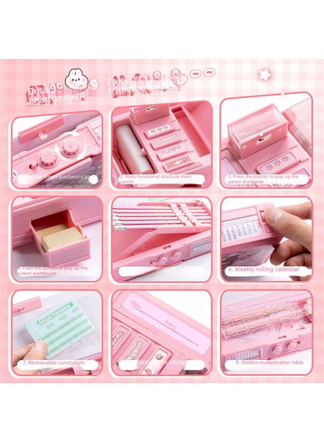 Kaba Bear Multifunctional Stationery Box Girls' Password Lock Pencil Case Primary School Children Boys Double-layer Large Capacity Office Pencil Case - Image 4