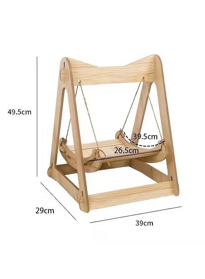 MHD Wooden Rocking Bed Cat Supplies Small Pet Double-Layer Anti-Rollover Swing Hanging Nest Pet Hammock Cat Bed Cat Swing  - Image 2