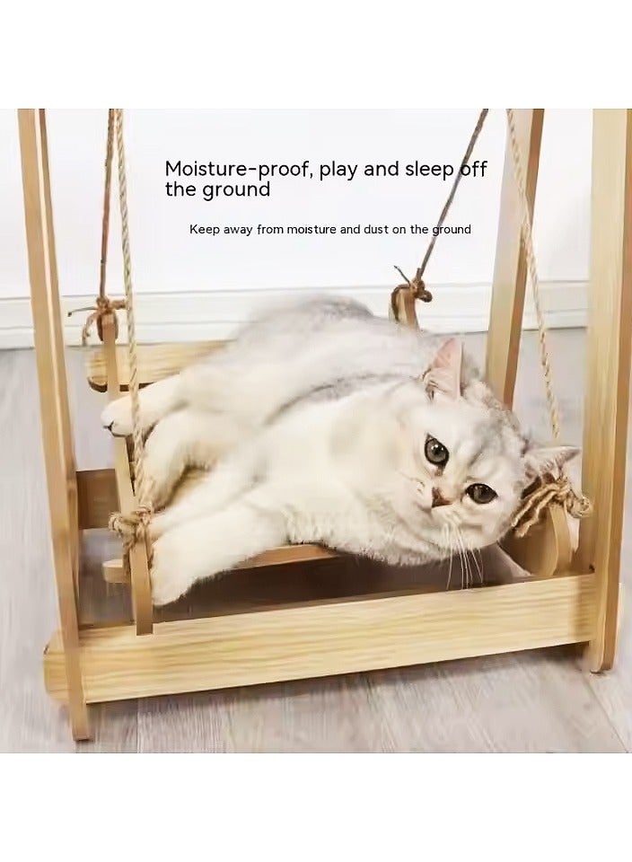 MHD Wooden Rocking Bed Cat Supplies Small Pet Double-Layer Anti-Rollover Swing Hanging Nest Pet Hammock Cat Bed Cat Swing  - Image 5