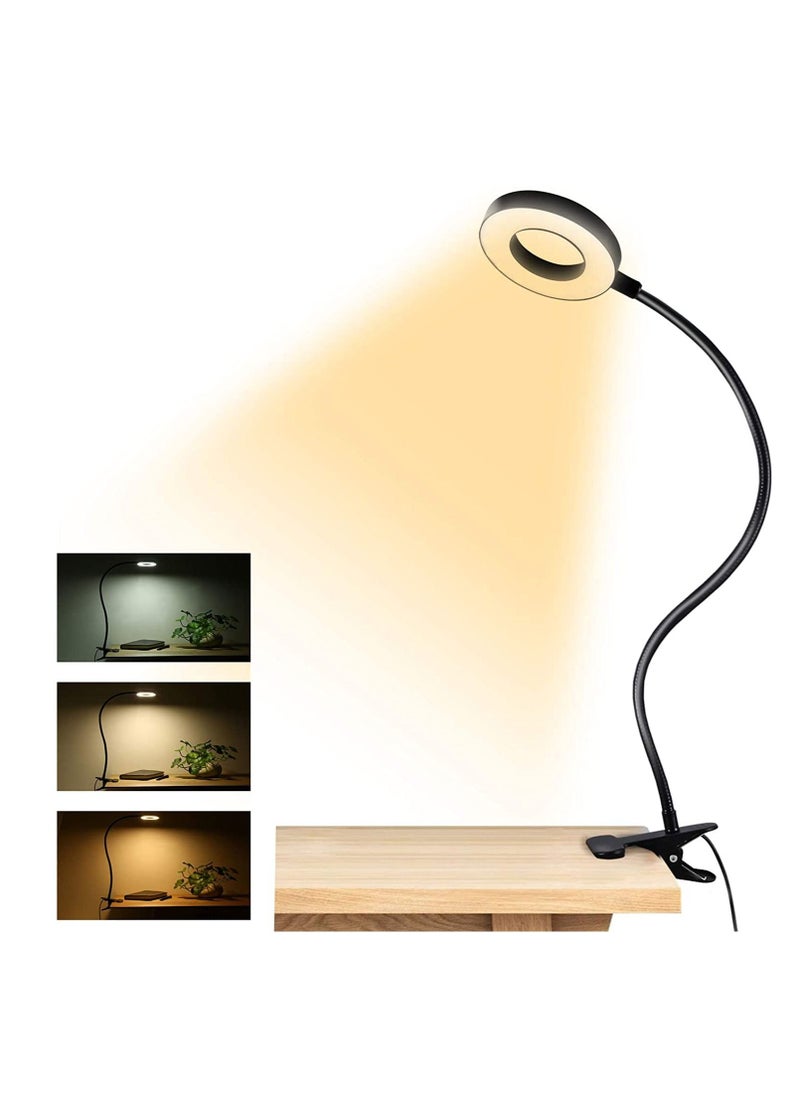 Arabest - USB Clip Table Lamp Bedside Reading Light with 3 Color Modes Black - Image 1