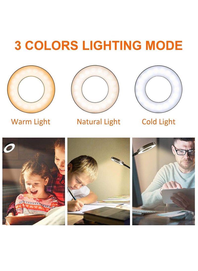 Arabest - USB Clip Table Lamp Bedside Reading Light with 3 Color Modes Black - Image 1