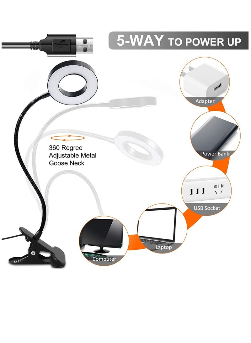 Arabest - USB Clip Table Lamp Bedside Reading Light with 3 Color Modes Black - Image 1