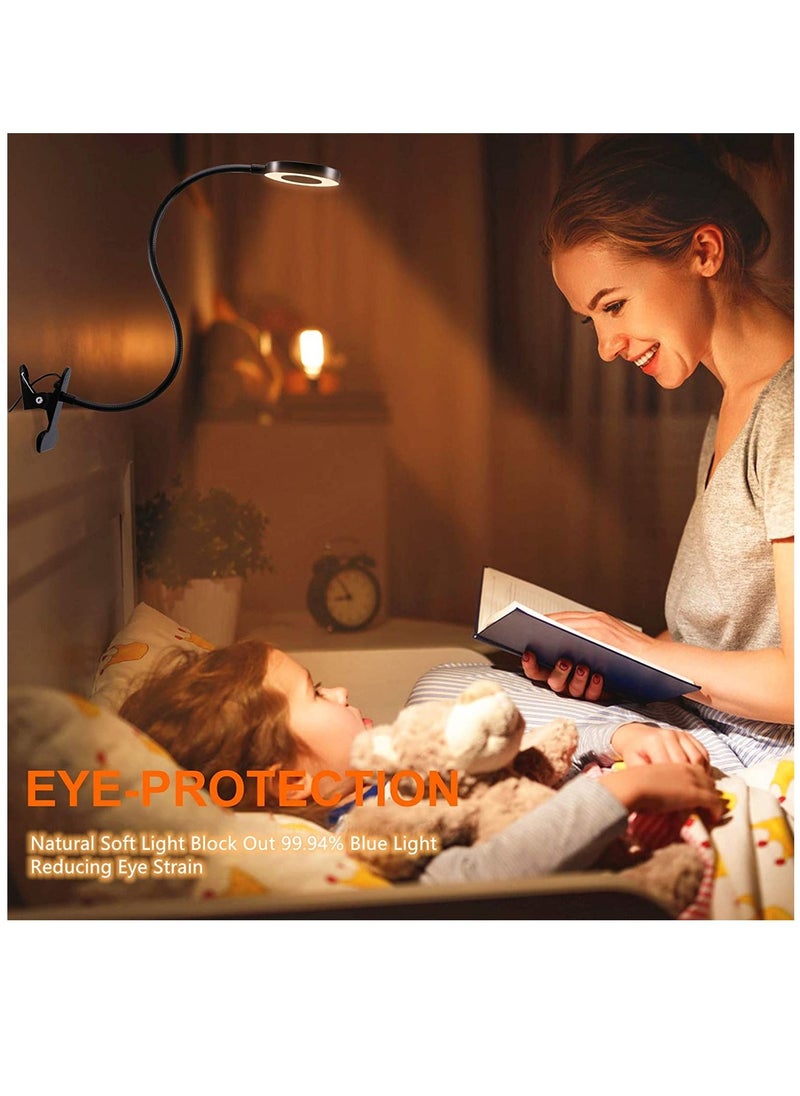Arabest - USB Clip Table Lamp Bedside Reading Light with 3 Color Modes Black - Image 1
