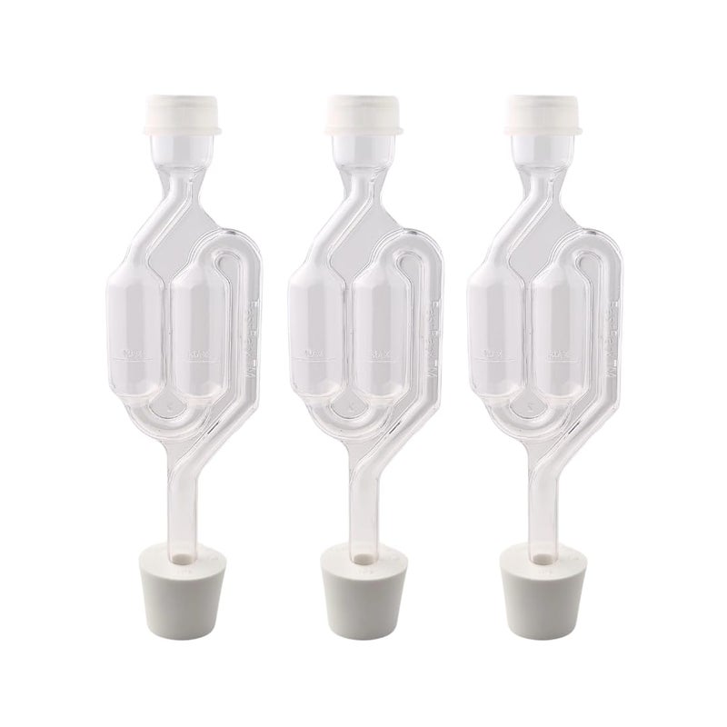 Fermtech Fastrack Airlocks for Fermenting | Bubble Airlock for Wine Making and Beer Making | BPA-Free S-Shaped Airlock used for Brewing Wine, Beer, Pickles & more |Transparent Airlock Set Of 3 - Image 1