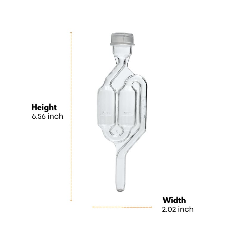 Fermtech Fastrack Airlocks for Fermenting | Bubble Airlock for Wine Making and Beer Making | BPA-Free S-Shaped Airlock used for Brewing Wine, Beer, Pickles & more |Transparent Airlock Set Of 3 - Image 3