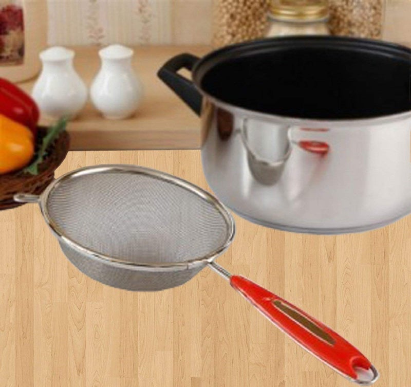Elexiq Stainless Steel Net Soup Juice Tea and Coffee StrainersLiquid Filter Silver Set of 1 Pcs 13cm - Image 3