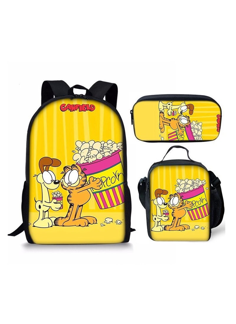 Garfield - New Style Cartoon Student Backpack Three-Piece Set 29*42*16cm - Image 1