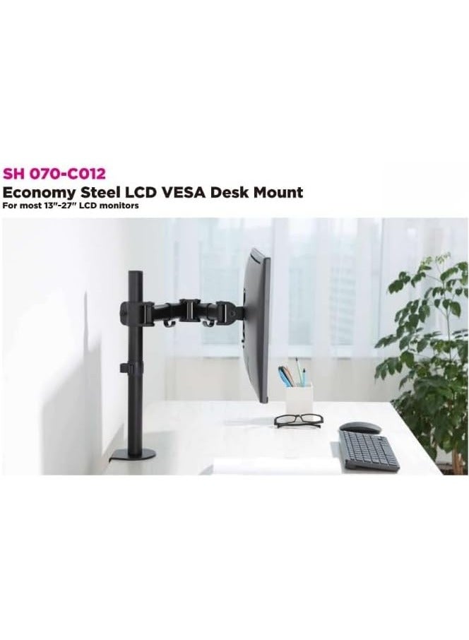 سكيل تك حامل شاشة LCD VESA من الفولاذ الاقتصادي مقاس 13-27 بوصة حامل شاشة LCD دوار 360 درجة لوحة VESA قابلة للإمالة والدوران أسود | SH-070C012 - Image 5