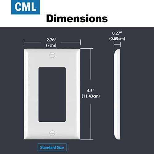 CML Hardware CML Decorator Wall Plates, 50 Pack Electrical Outlet Receptacle Covers, 1-Gang Switch Plates, Standard Size 2.76” x 4.5”, Impact Resistant, UL Listed, White, Contractor Pack - Image 5