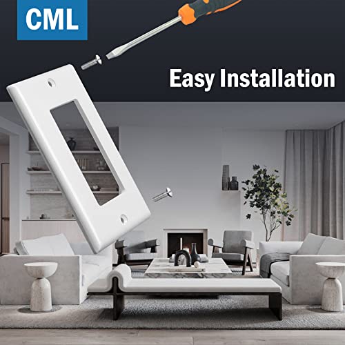 CML Hardware CML Decorator Wall Plates, 50 Pack Electrical Outlet Receptacle Covers, 1-Gang Switch Plates, Standard Size 2.76” x 4.5”, Impact Resistant, UL Listed, White, Contractor Pack - Image 4