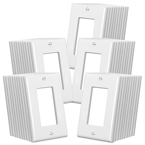 CML Hardware CML Decorator Wall Plates, 50 Pack Electrical Outlet Receptacle Covers, 1-Gang Switch Plates, Standard Size 2.76” x 4.5”, Impact Resistant, UL Listed, White, Contractor Pack - Image 1