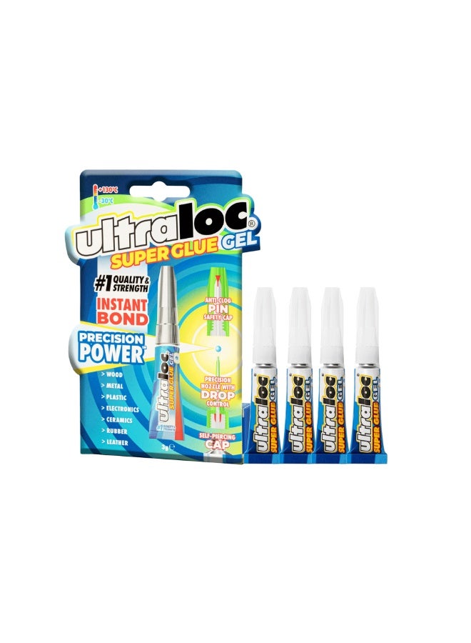 Ultraloc Super Glue Gel 3g – Precision Strong Hold for Controlled Application – Made in UK ,Pack of 4 - Image 1