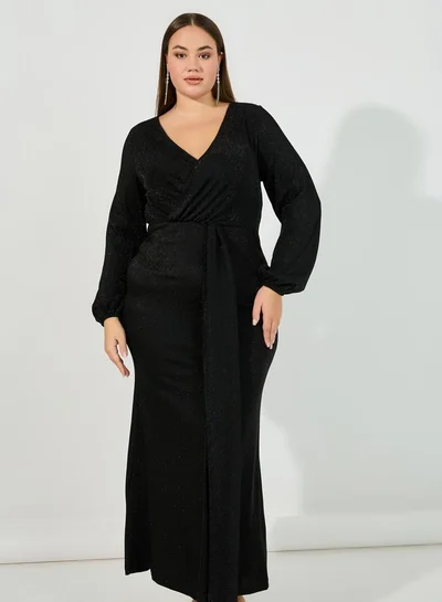 green emerald velvet dress Women's Wedding Guest Semi Formal Dress Navy Blue Long Maxi Cocktail Wrap V  Neck Flutter Sleeve Dresses with Belt at Amazon Women's Clothing store main image 0