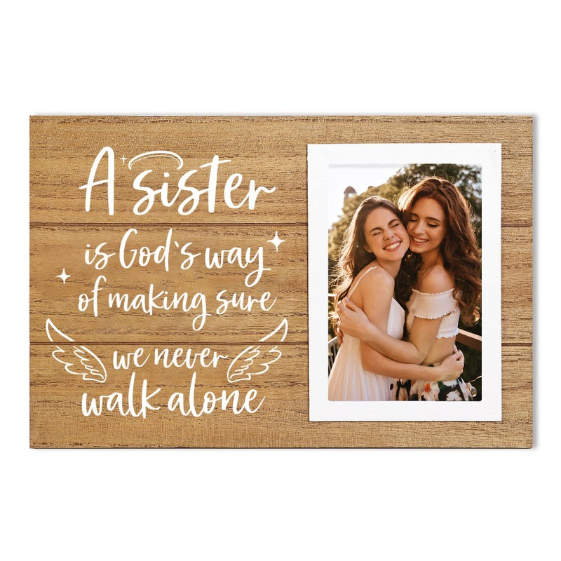 ELEGANTPARK Sister Gifts from Sister Soul Sister Gifts Wood Picture Frame Birthday Gifts for Big Sis Women Christmas Graduation Gifts Rustic Home Decoration 4X6 Frame - Image 1