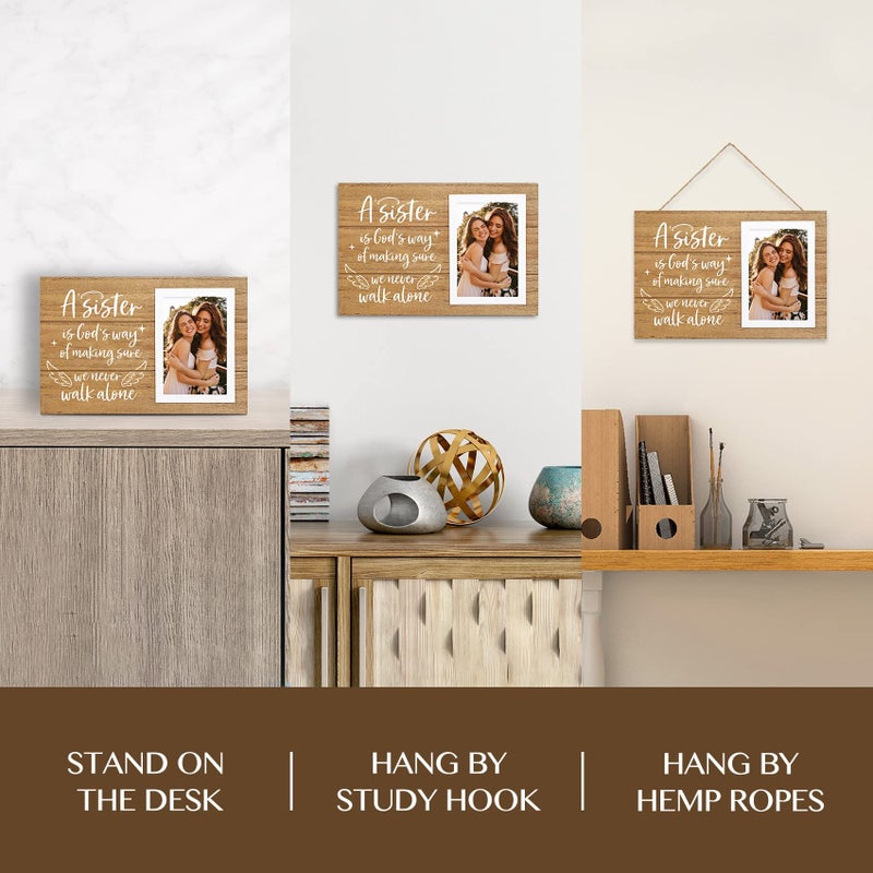 ELEGANTPARK Sister Gifts from Sister Soul Sister Gifts Wood Picture Frame Birthday Gifts for Big Sis Women Christmas Graduation Gifts Rustic Home Decoration 4X6 Frame - Image 4