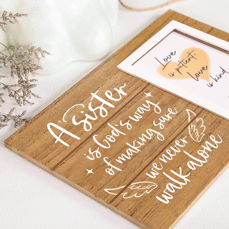 ELEGANTPARK Sister Gifts from Sister Soul Sister Gifts Wood Picture Frame Birthday Gifts for Big Sis Women Christmas Graduation Gifts Rustic Home Decoration 4X6 Frame - Image 5