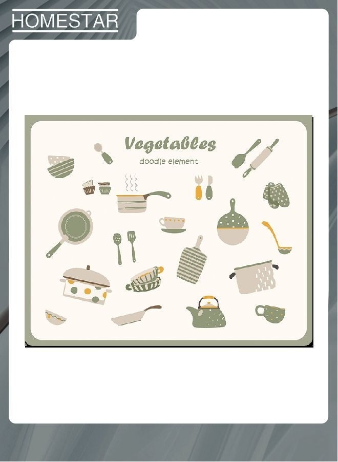 HOMESTAR Dish Drying Mat for kitchen Counter, Draining Mat Dish Rack Pad for Kitchen Counter with Non-slip Rubber Backed,Hide Stain Absorbent Bar Accessories Fit Under Coffee Maker White Green 40x30cm - Image 2