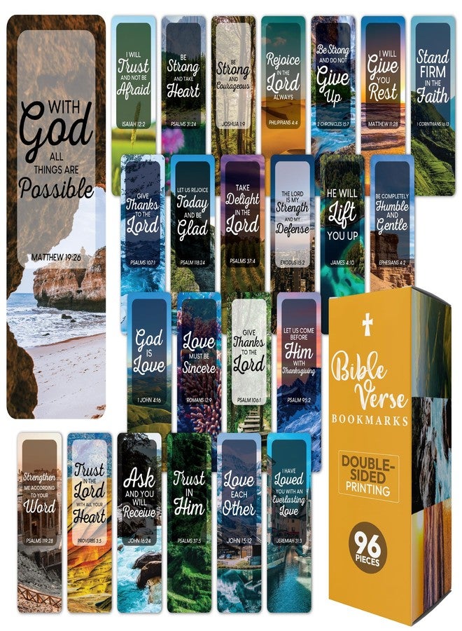 Only Zest 96 Bible Bookmark Pack with Bible Verses – Multiple Designs – Inspirational Christian Bookmarks for Women & Men – Bible Book Markers for Classroom, Bible Study, Church Supplies - Image 1