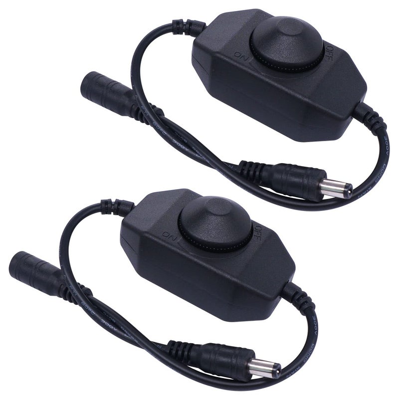 DHRUVPRO LED Strip Lights Dimmer DC12V24V Rotary Dimmer Switch for LED Strip Lights LED Rope Light 3528 5050 5630 Black K018BK Pack of 2 - Image 1