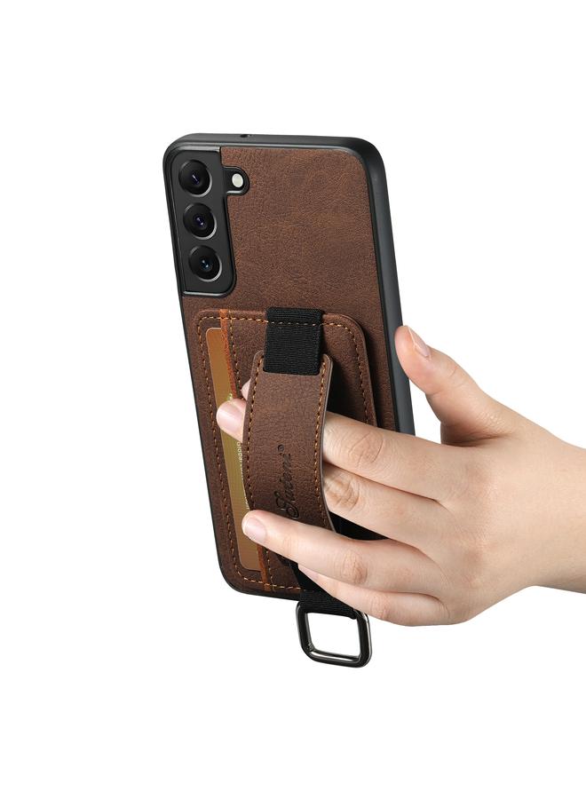 Suteni Case For Samsung Galaxy S22+ 5G H13 Litchi Leather Wrist Strap Wallet Back Phone Case - Image 3