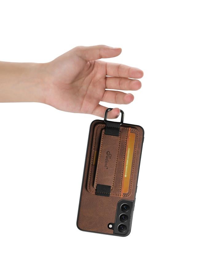 Suteni Case For Samsung Galaxy S22+ 5G H13 Litchi Leather Wrist Strap Wallet Back Phone Case - Image 5