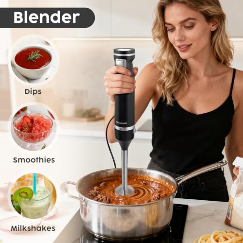 NexaEase 2-In-1 Hand Mixer Immersion Blender Electric Handheld, Portable Hand Blender Electric Mixer with Beater Dough Whisk & Blending Cup, Food Processor Kitchen Gadgets for Smoothies Baby Food Baking & Soup - Image 3