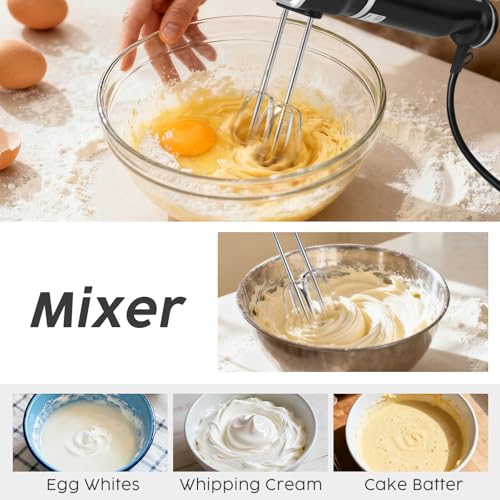 NexaEase 2-In-1 Hand Mixer Immersion Blender Electric Handheld, Portable Hand Blender Electric Mixer with Beater Dough Whisk & Blending Cup, Food Processor Kitchen Gadgets for Smoothies Baby Food Baking & Soup - Image 4