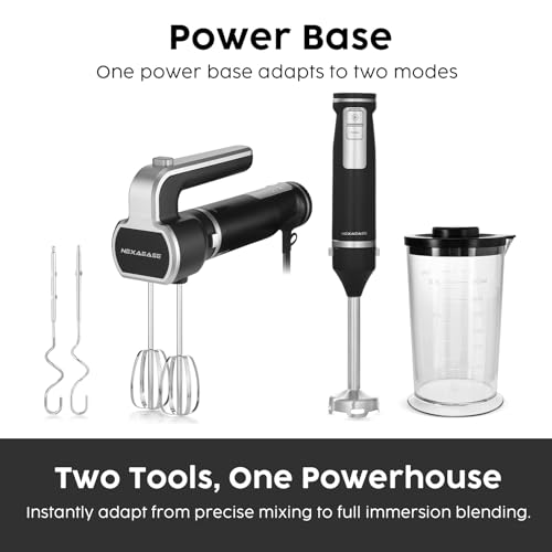 NexaEase 2-In-1 Hand Mixer Immersion Blender Electric Handheld, Portable Hand Blender Electric Mixer with Beater Dough Whisk & Blending Cup, Food Processor Kitchen Gadgets for Smoothies Baby Food Baking & Soup - Image 2