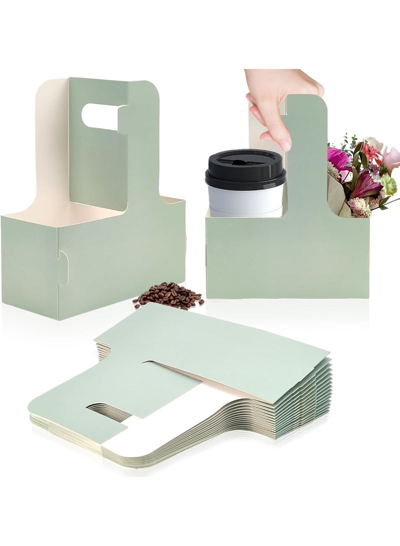 2 Cup Drink Carrier with Handle, 50 Pcs Cardboard Cup Holders, Disposable Drink Carriers for Delivery, Kraft Paper Coffee Cup Holder to Go, Take Out Cup Carriers for Hot/Cold Drinks. - Image 1