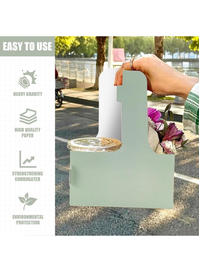 2 Cup Drink Carrier with Handle, 50 Pcs Cardboard Cup Holders, Disposable Drink Carriers for Delivery, Kraft Paper Coffee Cup Holder to Go, Take Out Cup Carriers for Hot/Cold Drinks. - Image 4