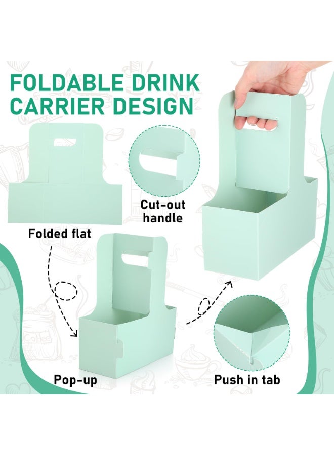 2 Cup Drink Carrier with Handle, 50 Pcs Cardboard Cup Holders, Disposable Drink Carriers for Delivery, Kraft Paper Coffee Cup Holder to Go, Take Out Cup Carriers for Hot/Cold Drinks. - Image 3