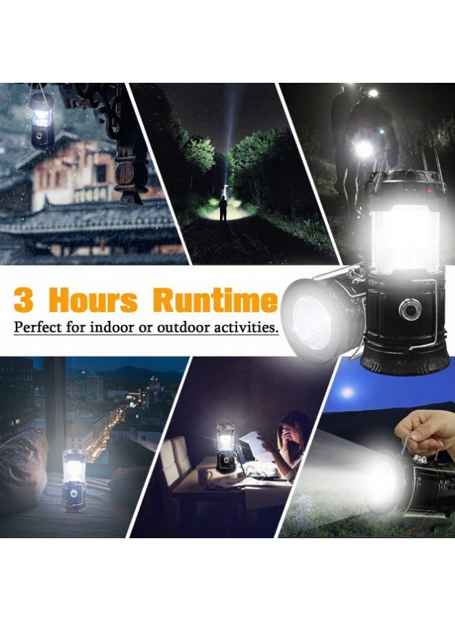 YelaJoy Collapsible Portable LED Camping Lantern,  Lightweight Waterproof Solar USB Rechargeable LED Flashlight Survival Kits for Indoor Outdoor Home Emergency Light, Power Outages Hiking Hurricane (2pcs) - Image 4