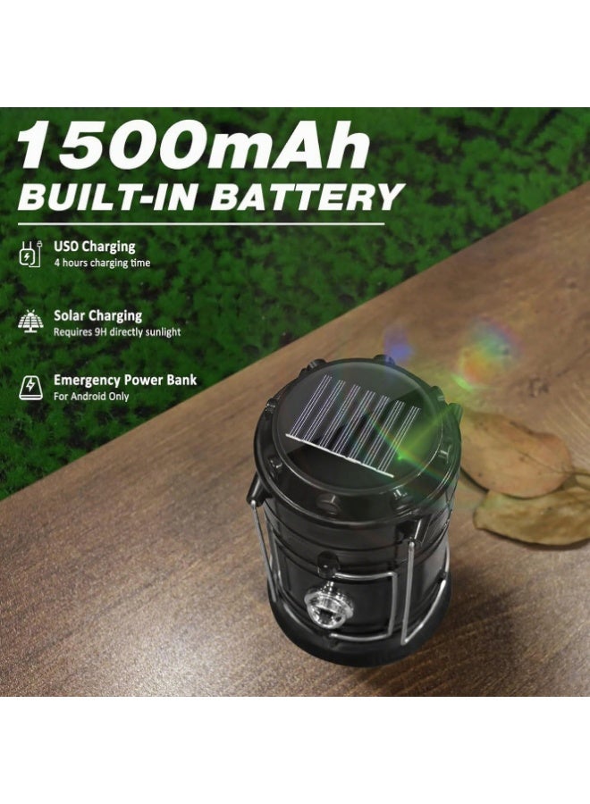 YelaJoy Collapsible Portable LED Camping Lantern,  Lightweight Waterproof Solar USB Rechargeable LED Flashlight Survival Kits for Indoor Outdoor Home Emergency Light, Power Outages Hiking Hurricane (2pcs) - Image 5