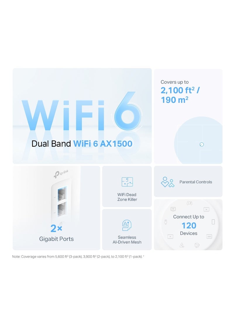 TP-LINK Deco X10 AX1500 Whole Home Mesh Wi-Fi 6 System Pack of 2, White - Image 2