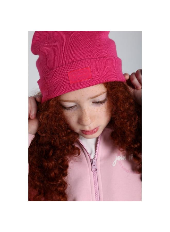 بلاي مور قبعة صوف للاطفال – فوشيا مع ثلاثة وجوه مبتسمة مرحة - Image 1