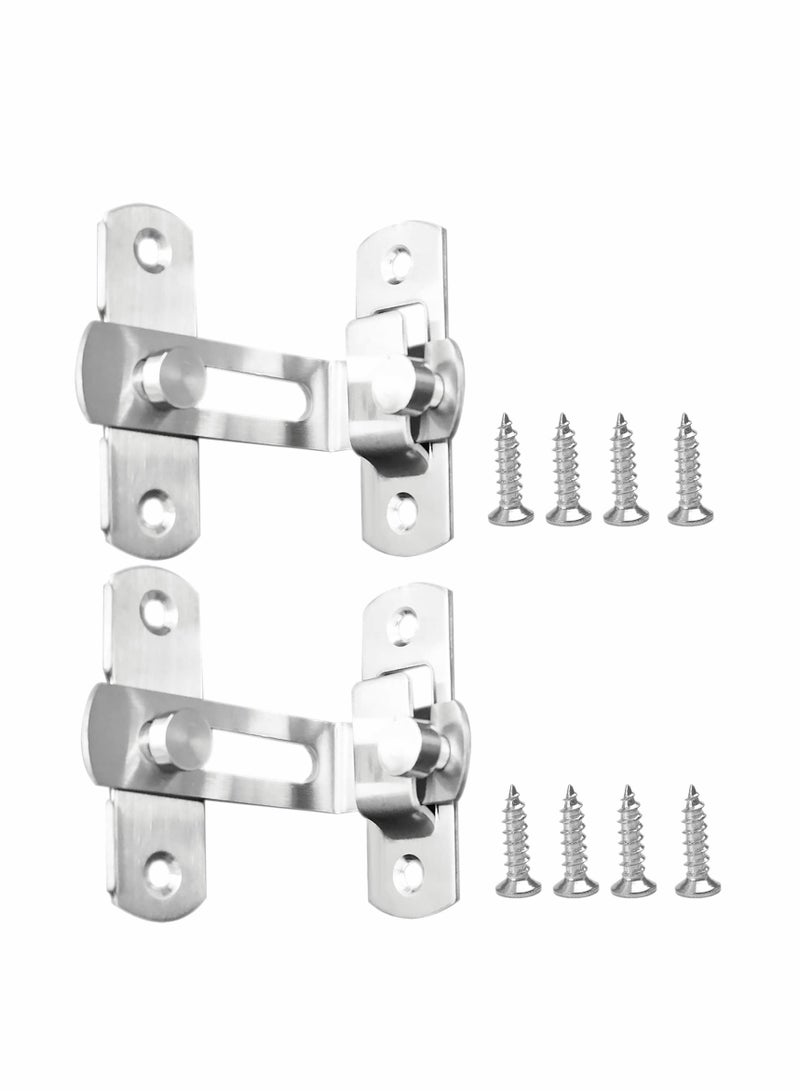 SYOSI Stainless Steel Latch, 90 Degree Protect Privacy Security Barn Door Lock, Solid Stainless Steel Safety Gate Latches, 2 Pack (Large 90 Degrees Silver) - Image 1