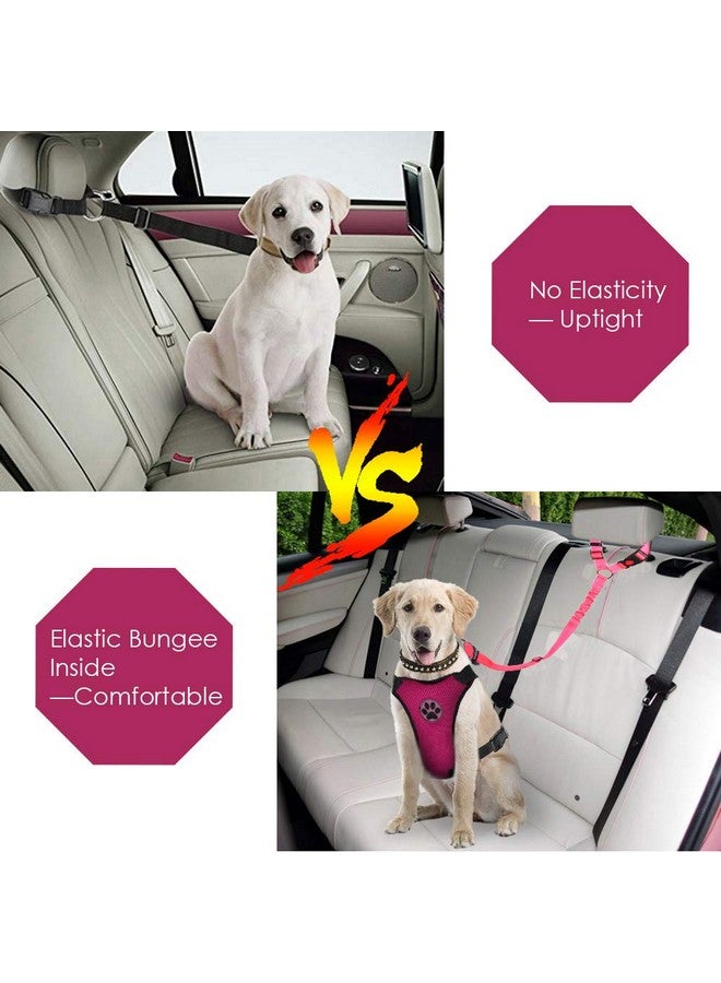 لوكوفي حزام مقعد السيارة للكلاب، عبوتان من حزام مقعد مسند الرأس، أحزمة أمان قابلة للتعديل للحيوانات الأليفة مع حبل مرن عاكس لطوق تسخير الكلاب للسفر والاستخدام اليومي (وردي فلوري، مسند رأس) - Image 2