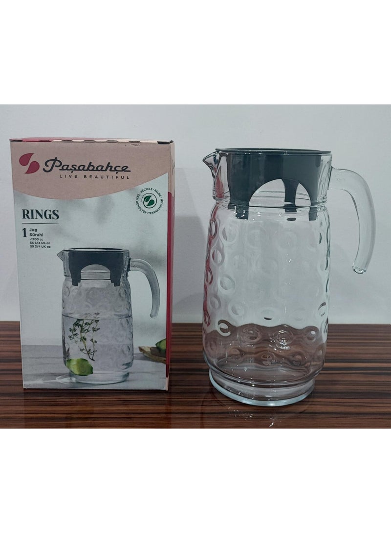 باساباتشي 43794 Rings Jug/Pitcher Gray Color Lid- 1700 Cc - Image 1