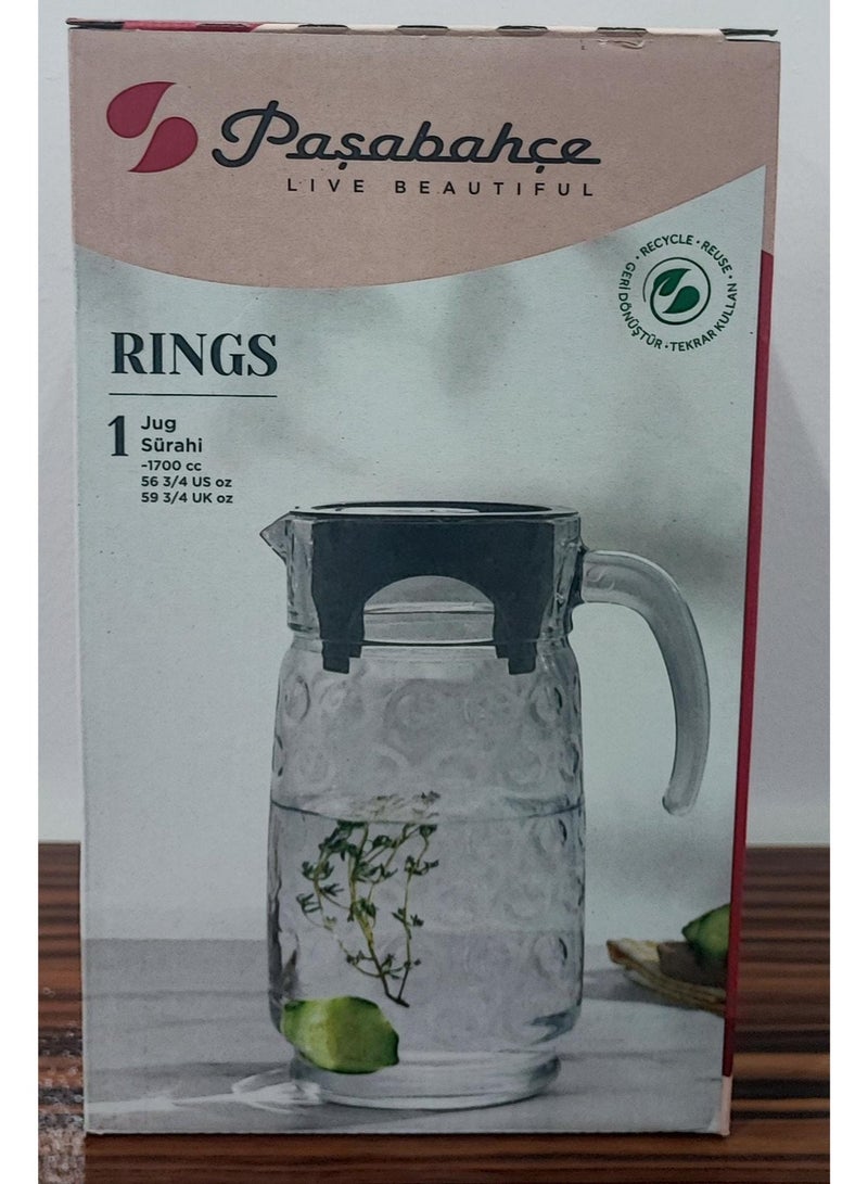 باساباتشي 43794 Rings Jug/Pitcher Gray Color Lid- 1700 Cc - Image 2