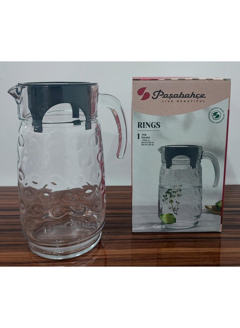 باساباتشي 43794 Rings Jug/Pitcher Gray Color Lid- 1700 Cc - Image 3