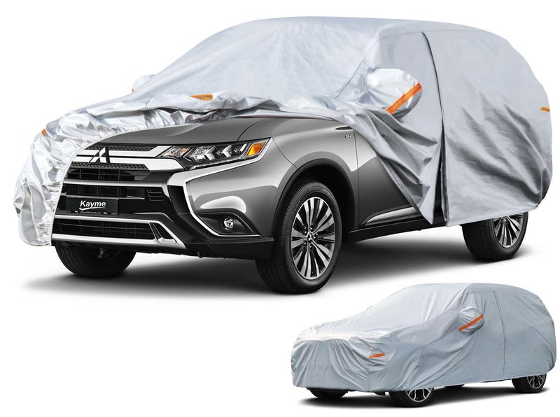 Kayme 6 Layers SUV Car Cover Custom Fit for Mitsubishi Outlander 20052025 Waterproof All Weather for Automobiles Outdoor Full Cover Rain Sun UV ProtectionSilver - Image 2