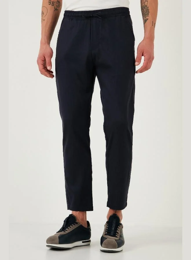 Buratti  Buratti Cotton Slim Fit Elastic Waist Straight Leg Trousers Men's TROUSERS 5545S87JMILANO for Men | Best Price UAE