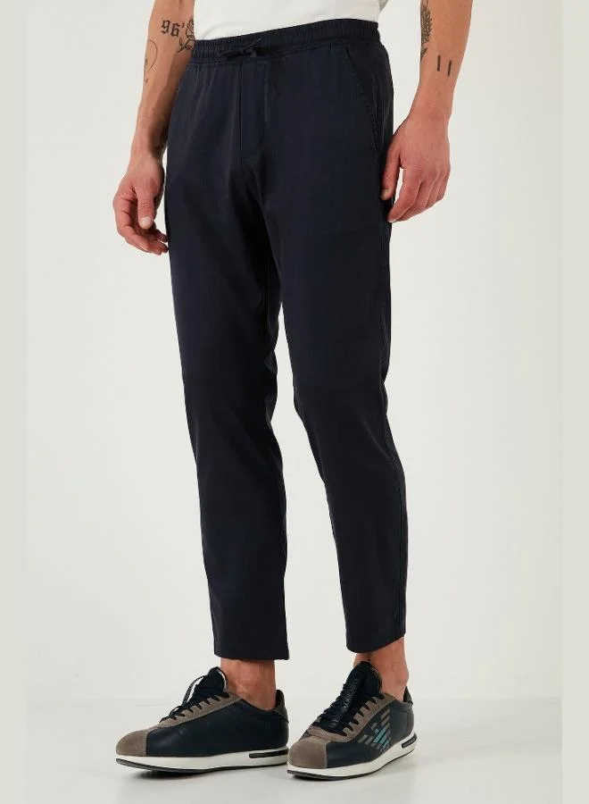 Buratti  Buratti Cotton Slim Fit Elastic Waist Straight Leg Trousers Men's TROUSERS 5545S87JMILANO for Men | Best Price UAE