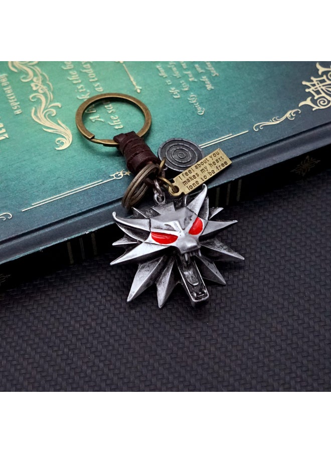 Generic - Wolf Keychain Geralt Sword Leather Key Chain Yennefer Cirilla Keyring Keychains for Men Anime Accessories Key Ring llaveros-Color:2 - Image 1