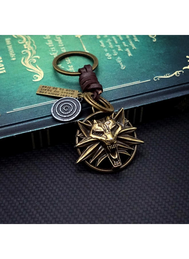 Generic - Wolf Keychain Geralt Sword Leather Key Chain Yennefer Cirilla Keyring Keychains for Men Anime Accessories Key Ring llaveros-Color:2 - Image 1