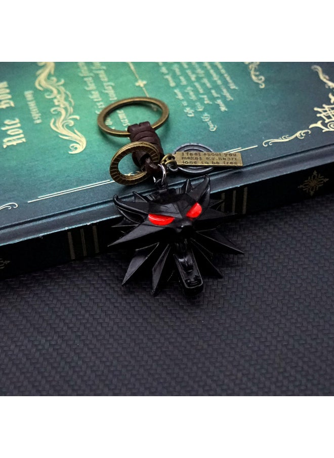 Generic - Wolf Keychain Geralt Sword Leather Key Chain Yennefer Cirilla Keyring Keychains for Men Anime Accessories Key Ring llaveros-Color:2 - Image 1
