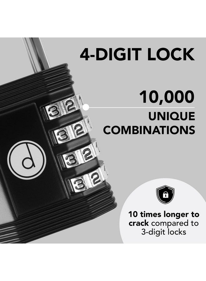 desired tools Padlock 4 Digit Combination Lock - for Gym School Locker, Outdoor Gate, Shed, Fence, and Storage - Weatherproof Metal - Keyless, Easy to Set, Resettable - Black - Image 2